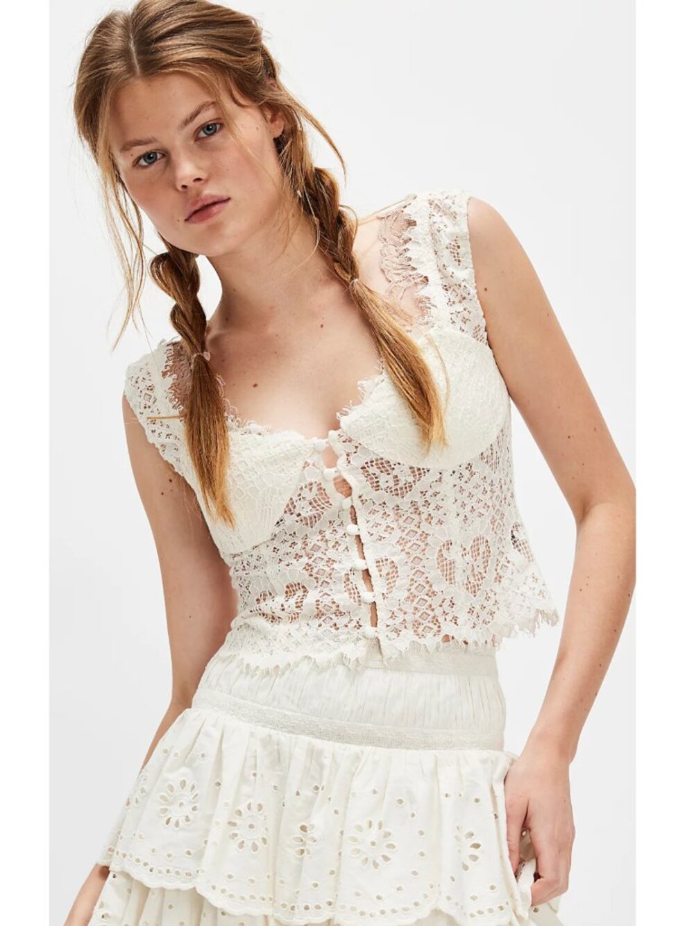 For Love & Lemons Doily Lace Top S Cream $169